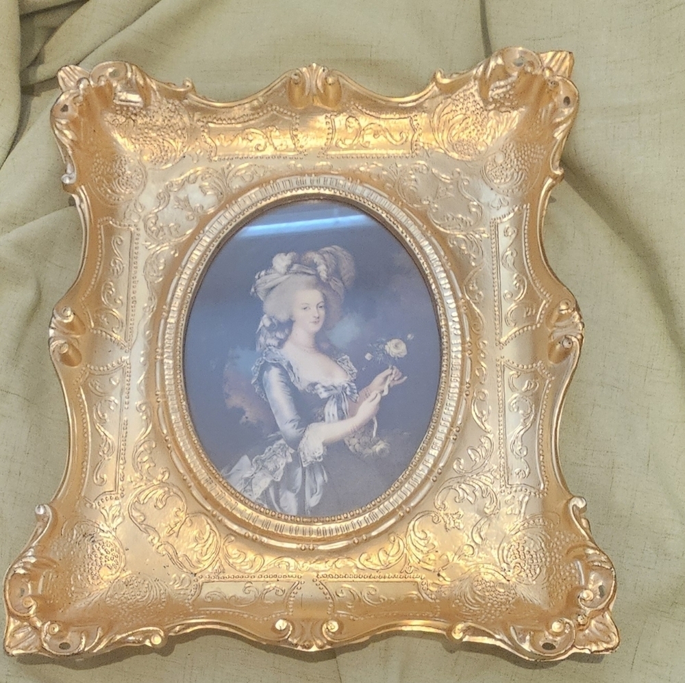 Vintage Victorian Print With Gold Frame Made In Italy